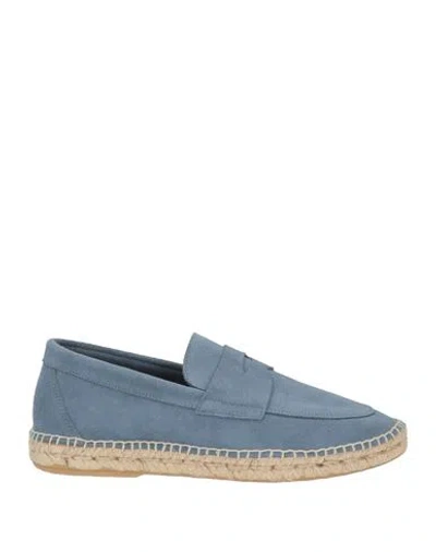 Abarca Man Espadrilles Azure Size 8 Leather In Multi