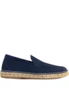 Abarca Suede Raffia-trimmed Loafers In Blue