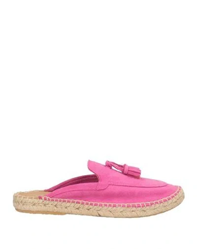 Abarca Woman Espadrilles Fuchsia Size 7 Leather In Animal Print