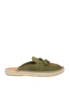 Abarca Woman Espadrilles Military Green Size 11 Leather