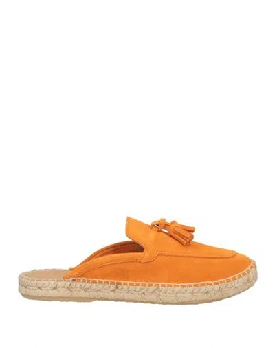 Abarca Woman Espadrilles Orange Size 8 Leather