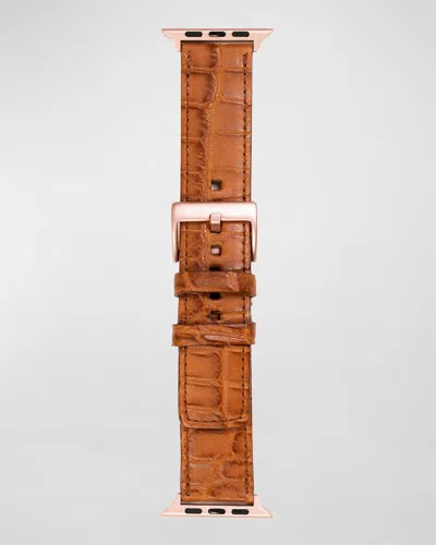 Abas Alligator Apple Watch Band In Bourbon