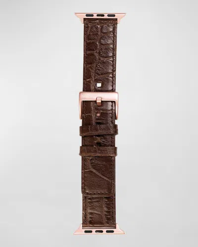 Abas Alligator Apple Watch Band In Chocolate