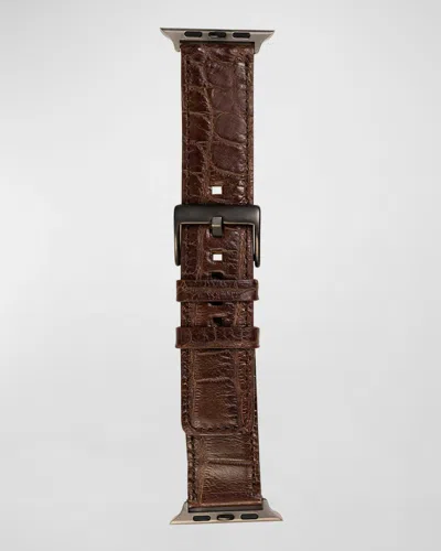 Abas Alligator Apple Watch Band In Brown