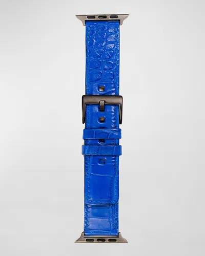 Abas Alligator Apple Watch Band In Electric Blue