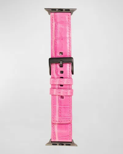 Abas Alligator Apple Watch Band In Pink