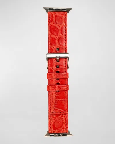 Abas Alligator Apple Watch Band In Red