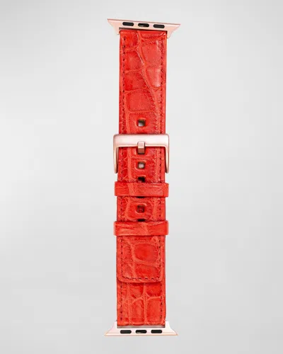 Abas Alligator Apple Watch Band In Red