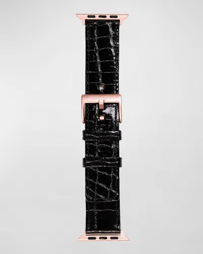 Abas Classic Alligator Apple Watch Band In Black