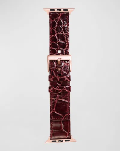 Abas Classic Alligator Apple Watch Band In Brown