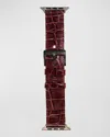 Abas Classic Alligator Apple Watch Band In Burgundy