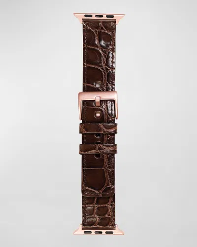 Abas Classic Alligator Apple Watch Band In Chocolate