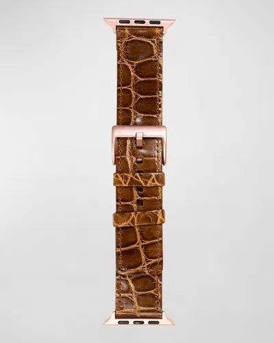 Abas Classic Alligator Apple Watch Band In Cognac