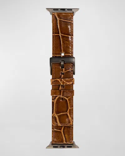 Abas Classic Alligator Apple Watch Band In Brown