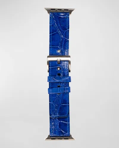 Abas Classic Alligator Apple Watch Band In Electric Blue