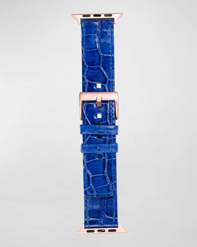 Abas Classic Alligator Apple Watch Band In Blue