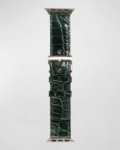 Abas Classic Alligator Apple Watch Band In Green