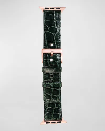 Abas Classic Alligator Apple Watch Band In Green