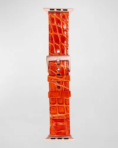 Abas Classic Alligator Apple Watch Band In Orange