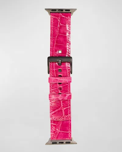 Abas Classic Alligator Apple Watch Band In Pink