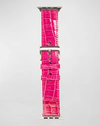 Abas Classic Alligator Apple Watch Band In Pink