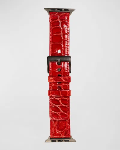 Abas Classic Alligator Apple Watch Band In Red