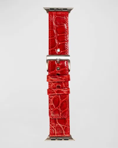 Abas Classic Alligator Apple Watch Band In Red