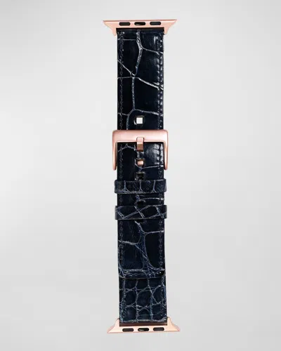 Abas Classic Alligator Apple Watch Band In True Blue