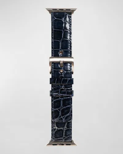 Abas Classic Alligator Apple Watch Band In Blue