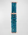 Abas Classic Alligator Apple Watch Band In Blue