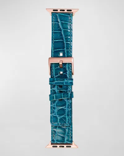 Abas Classic Alligator Apple Watch Band In Turquoise