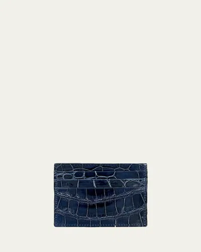 Abas Men's Alligator Card Case In Navy
