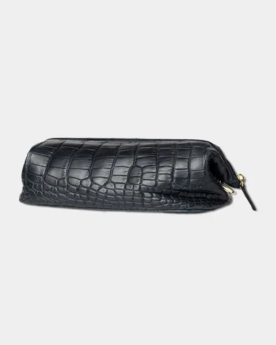 Abas Men's Alligator Travel Toiletry Bag In Black