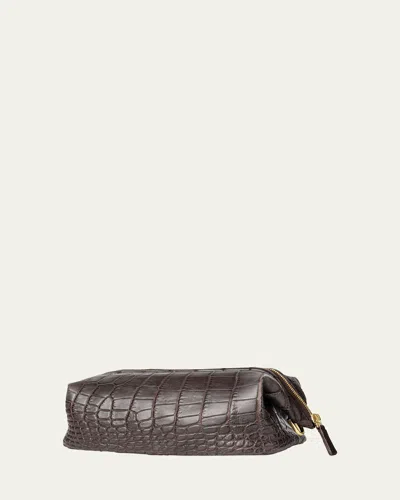 Abas Men's Alligator Travel Toiletry Bag In Brown