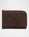 Abas Men's Alligator Zip Card Case In Brown