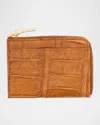 Abas Men's Alligator Zip Card Case In Tan