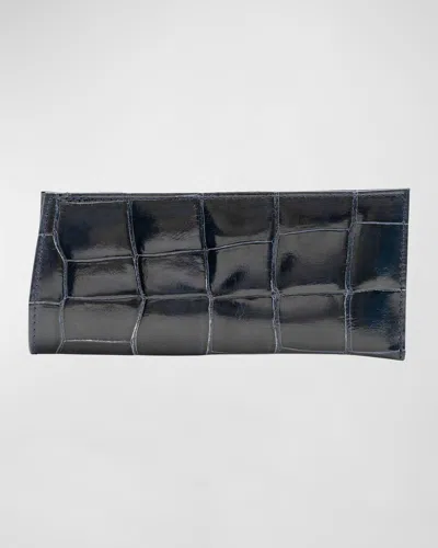 Abas Men & Apos;s Glazed Alligator Leather Eyewear Case In Burgundy