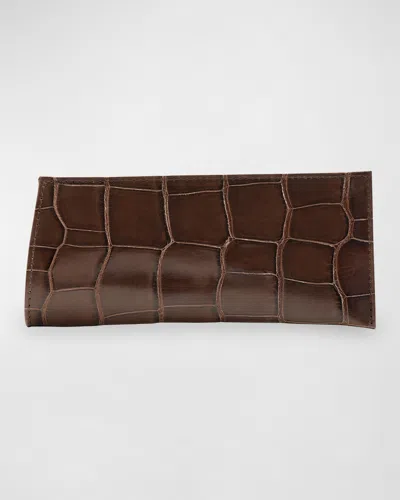 Abas Men & Apos;s Glazed Alligator Leather Eyewear Case In Orange