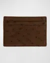 Abas Men's Flat Ostrich Card Case In Brwn
