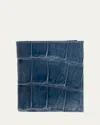 Abas Men's Glazed Alligator Leather Bifold Wallet In Cold Blue