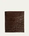 Abas Men's Glazed Alligator Leather Bifold Wallet In Deep Brown