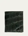 Abas Men's Glazed Alligator Leather Bifold Wallet In Hunter Green