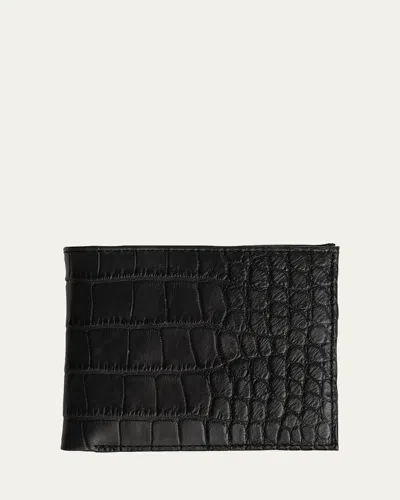 Abas Men's Matte Alligator Leather Bifold Wallet W/ Id Window In Black
