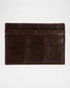Abas Men's Soft Alligator Leather Card Holder In Brown