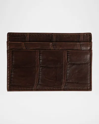 Abas Men's Soft Alligator Leather Card Holder In Brown