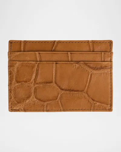 Abas Men's Soft Alligator Leather Card Holder In Tan