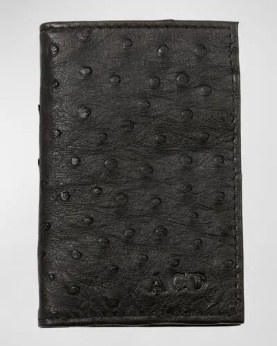Abas Ostrich Bi-fold Card Case In Black