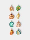 Abask Decorations Seashells Hand-blown Glass Baubles (set Of 8) In Multi