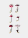 Abask Decorations Traditional Mushrooms Hand-blown Glass Clip-on Tree Decorations (set Of 8) In Multi
