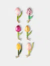 Abask Decorations Tulip Garden Hand-blown Glass Clip-on Tree Decorations (set Of 6) In Multi